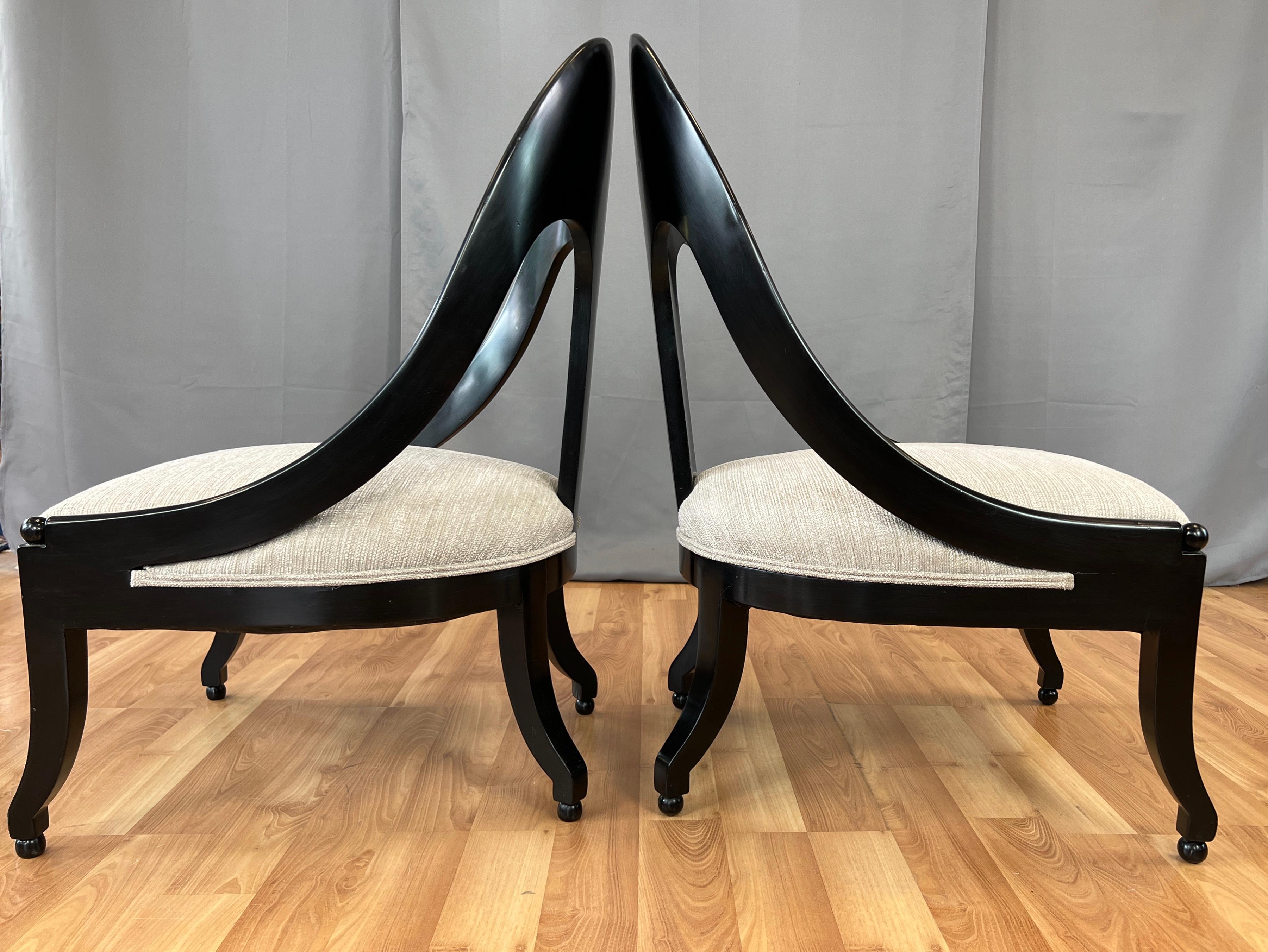 Pair of Neoclassical Style Michael Taylor for Baker Spoon Back Slipper Chairs In Good Condition For Sale In San Francisco, CA