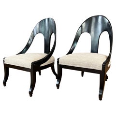 Pair of Neoclassical Style Michael Taylor for Baker Spoon Back Slipper Chairs
