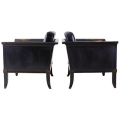 Pair of Neoclassical Style Oak Lacquered Cube Chairs