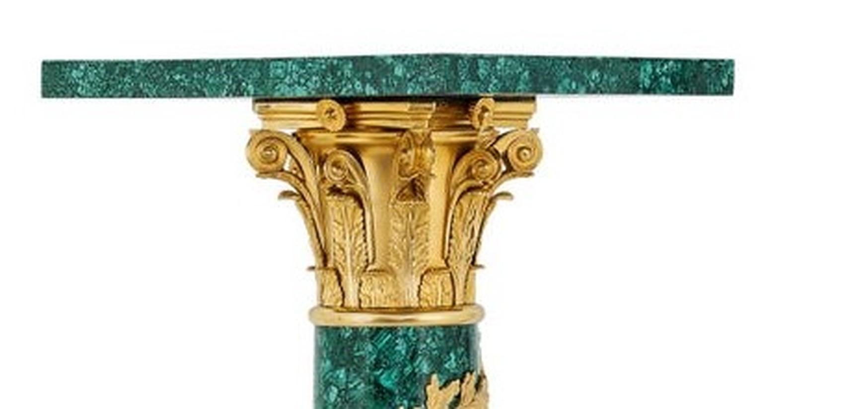 Pair of Neoclassical Style Ormolu Mounted Malachite Pedestals For Sale 5