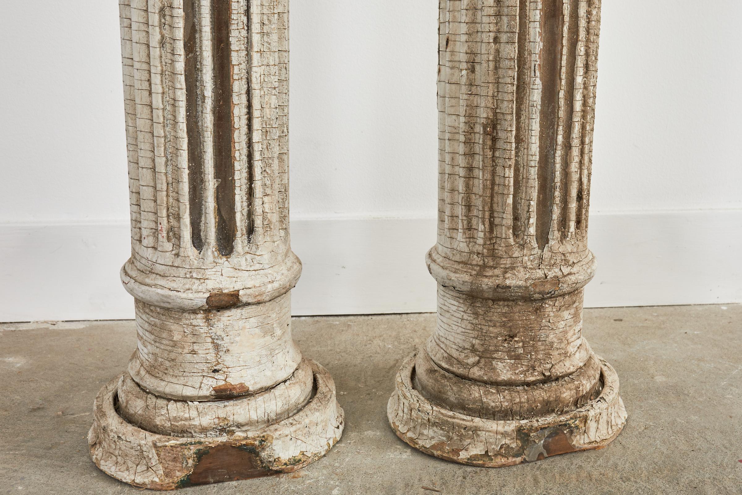 Pair of Neoclassical Style Painted Fluted Wood Columns 8