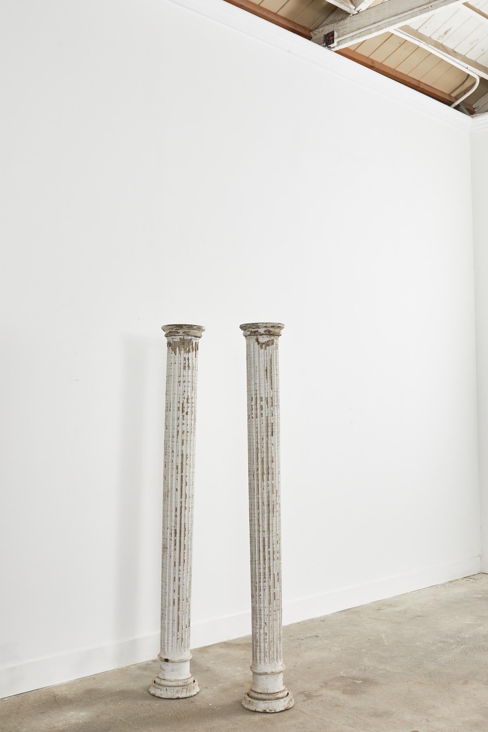 Pair of Neoclassical Style Painted Fluted Wood Columns 11