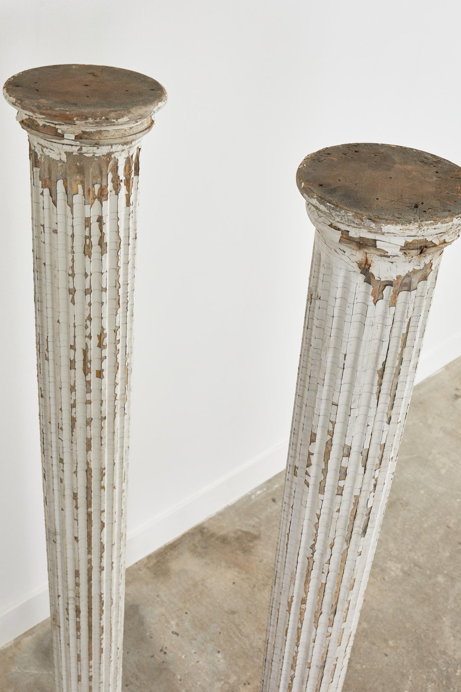 Pair of Neoclassical Style Painted Fluted Wood Columns 12