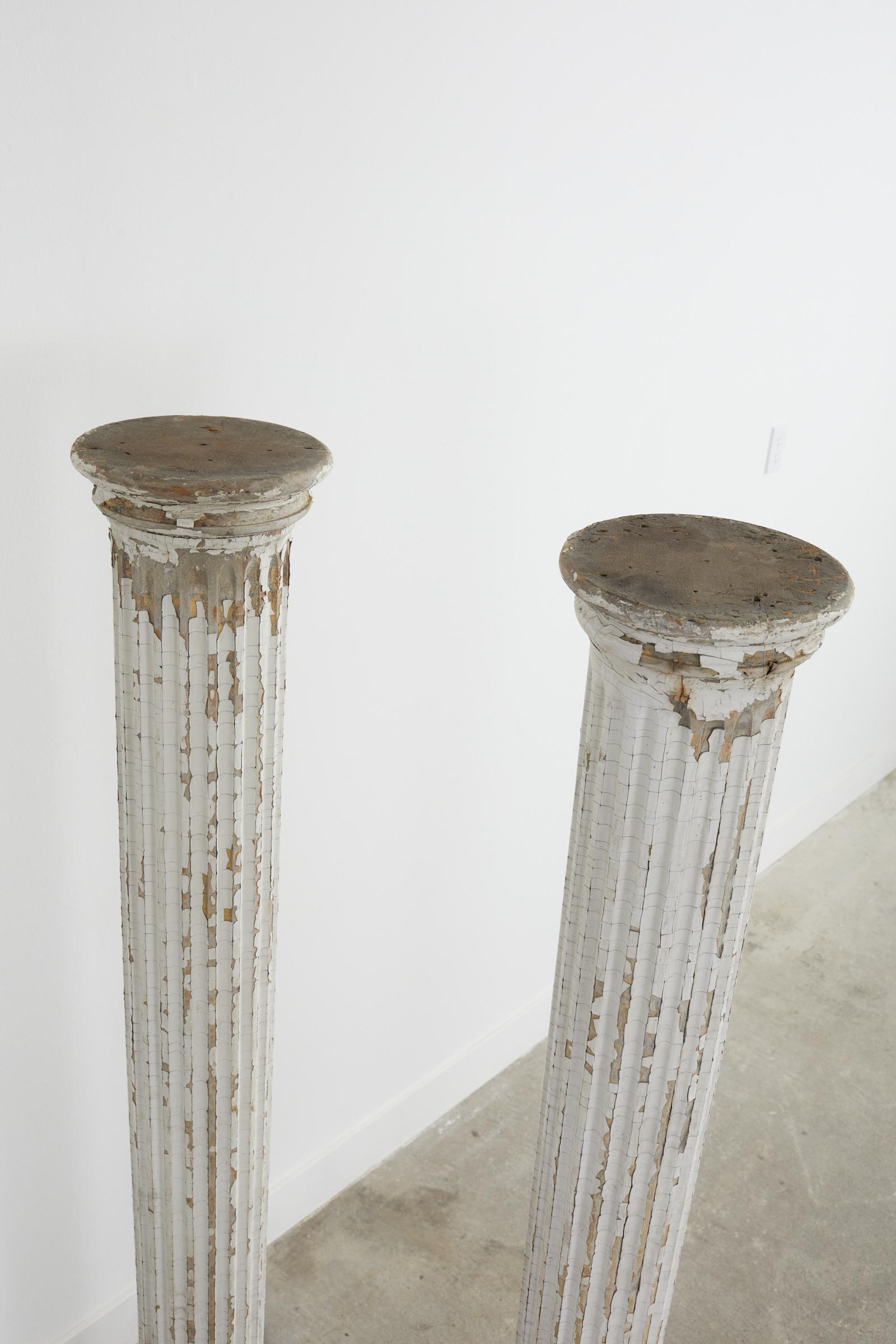 Pair of Neoclassical Style Painted Fluted Wood Columns 13