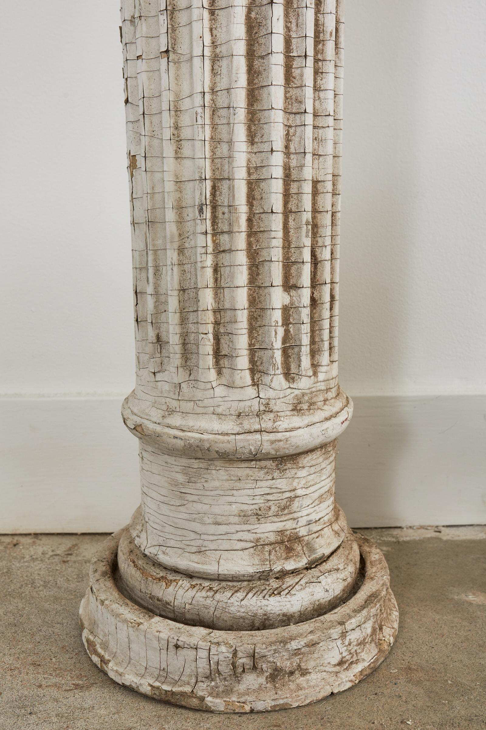 Pair of Neoclassical Style Painted Fluted Wood Columns 1