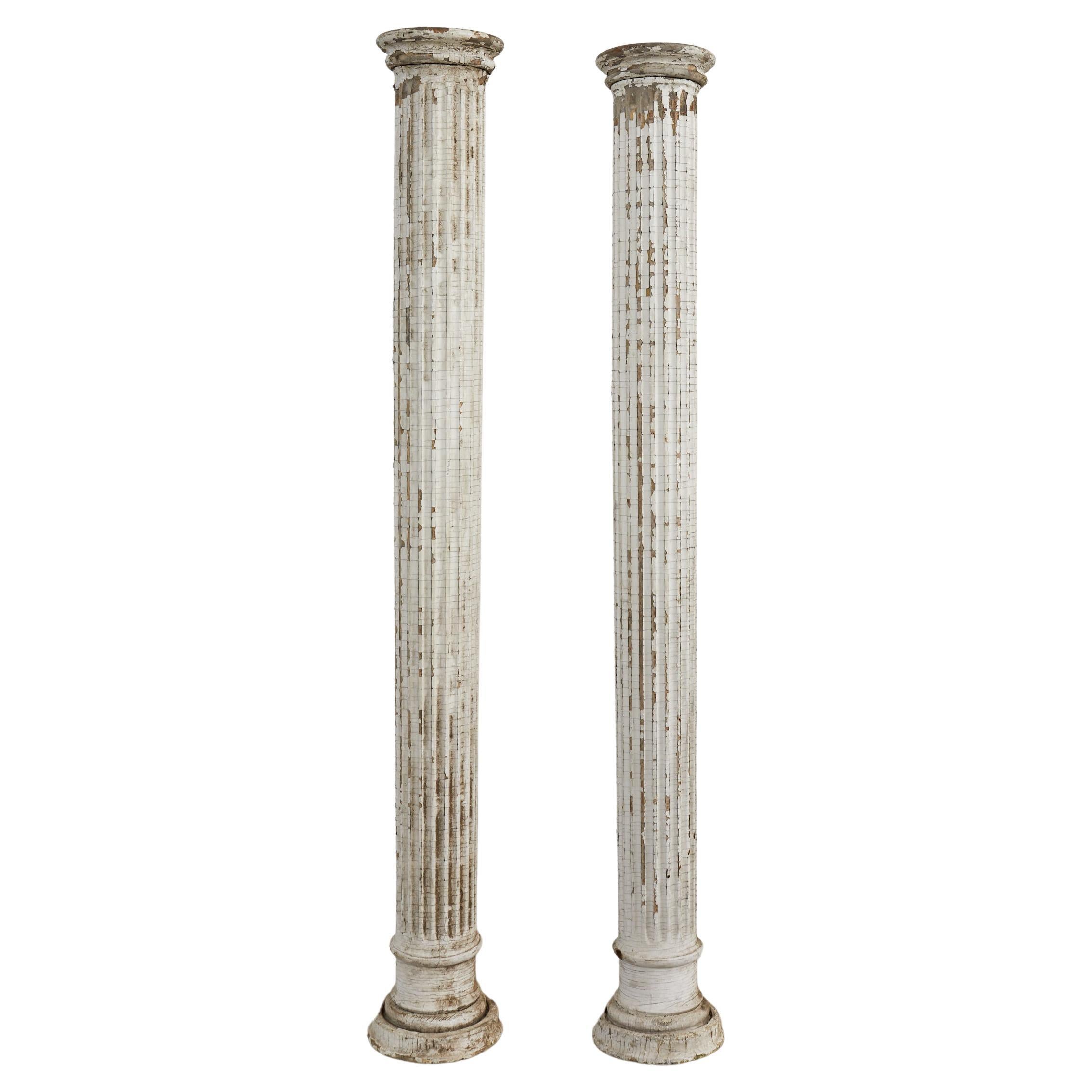 Pair of Neoclassical Style Painted Fluted Wood Columns