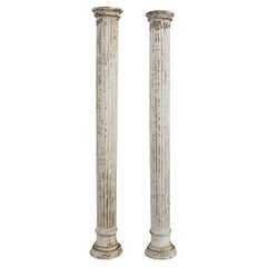 Pair of Neoclassical Style Painted Fluted Wood Columns