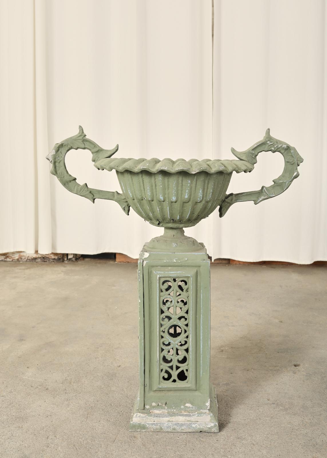 20th Century Pair of Neoclassical Style Painted Garden Urn Jardinaires For Sale