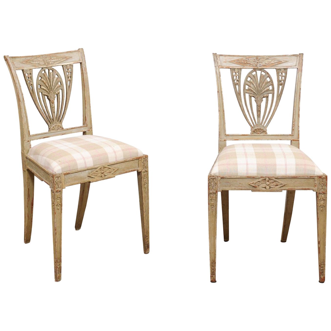 Pair of Neoclassical Style Painted Swedish Side Chairs, circa 1890