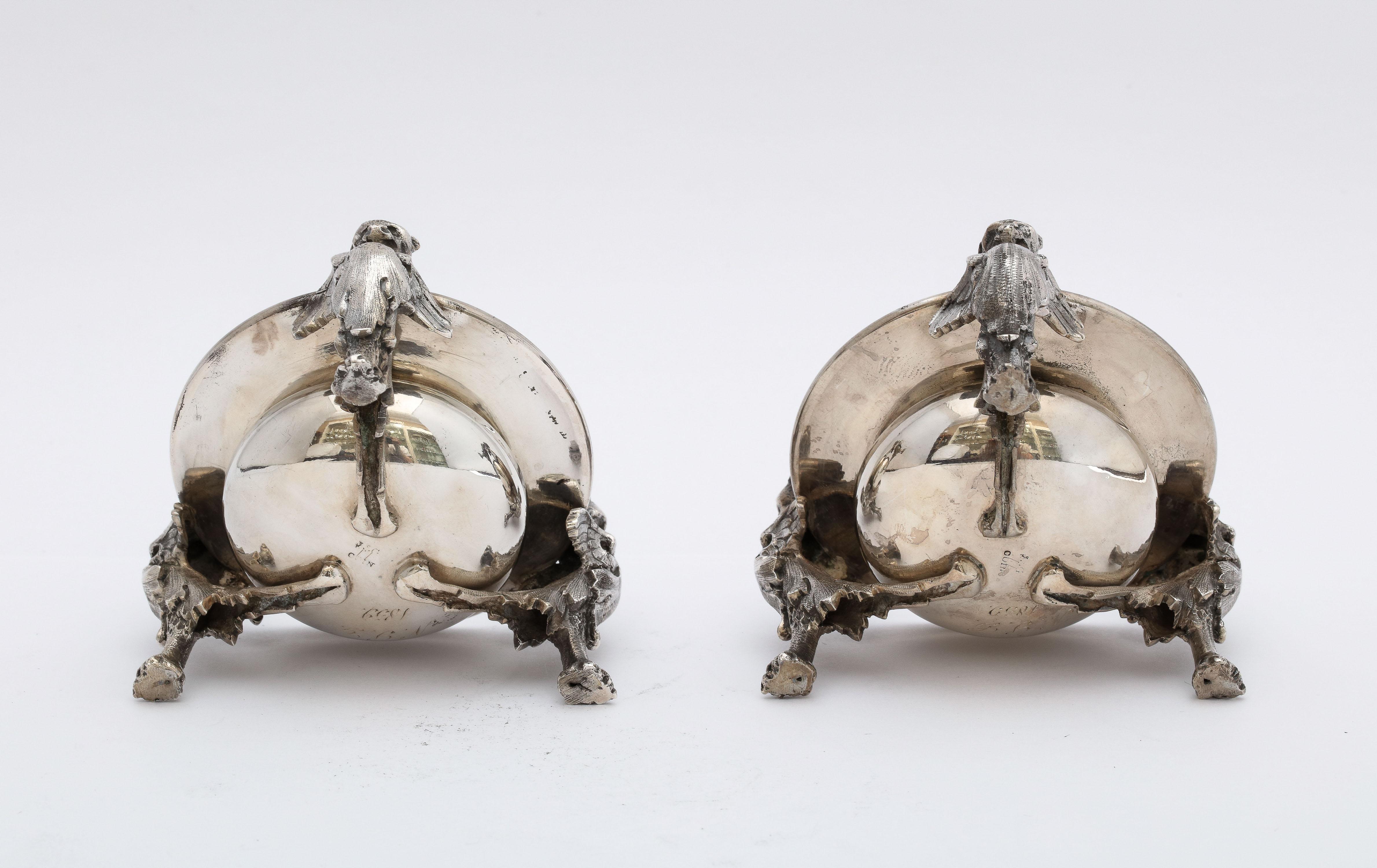 Pair of Neoclassical-Style Parcel Gilt Coin Silver Footed Salt Cellars By Gorham For Sale 4