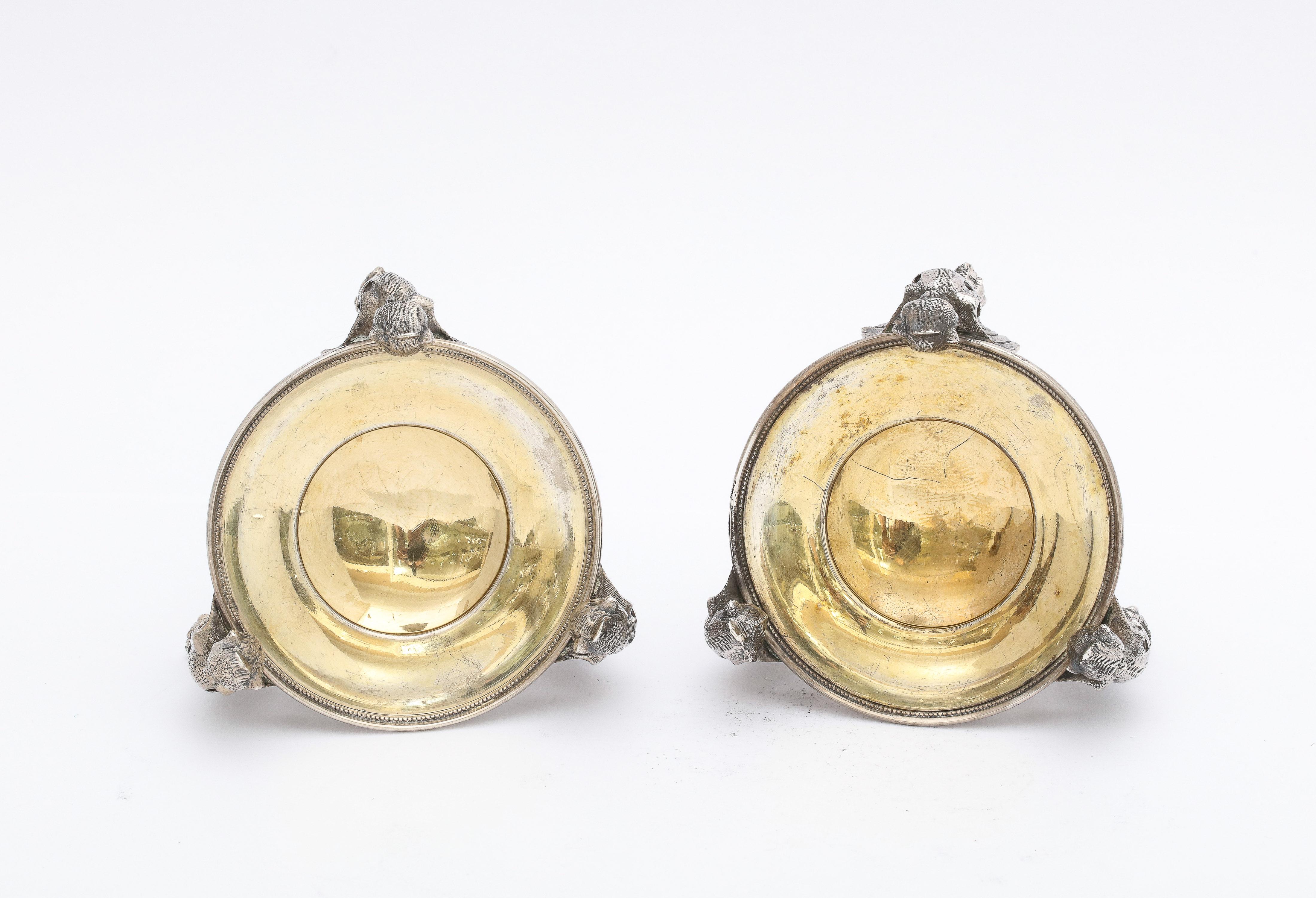 Pair of Neoclassical-Style Parcel Gilt Coin Silver Footed Salt Cellars By Gorham For Sale 9