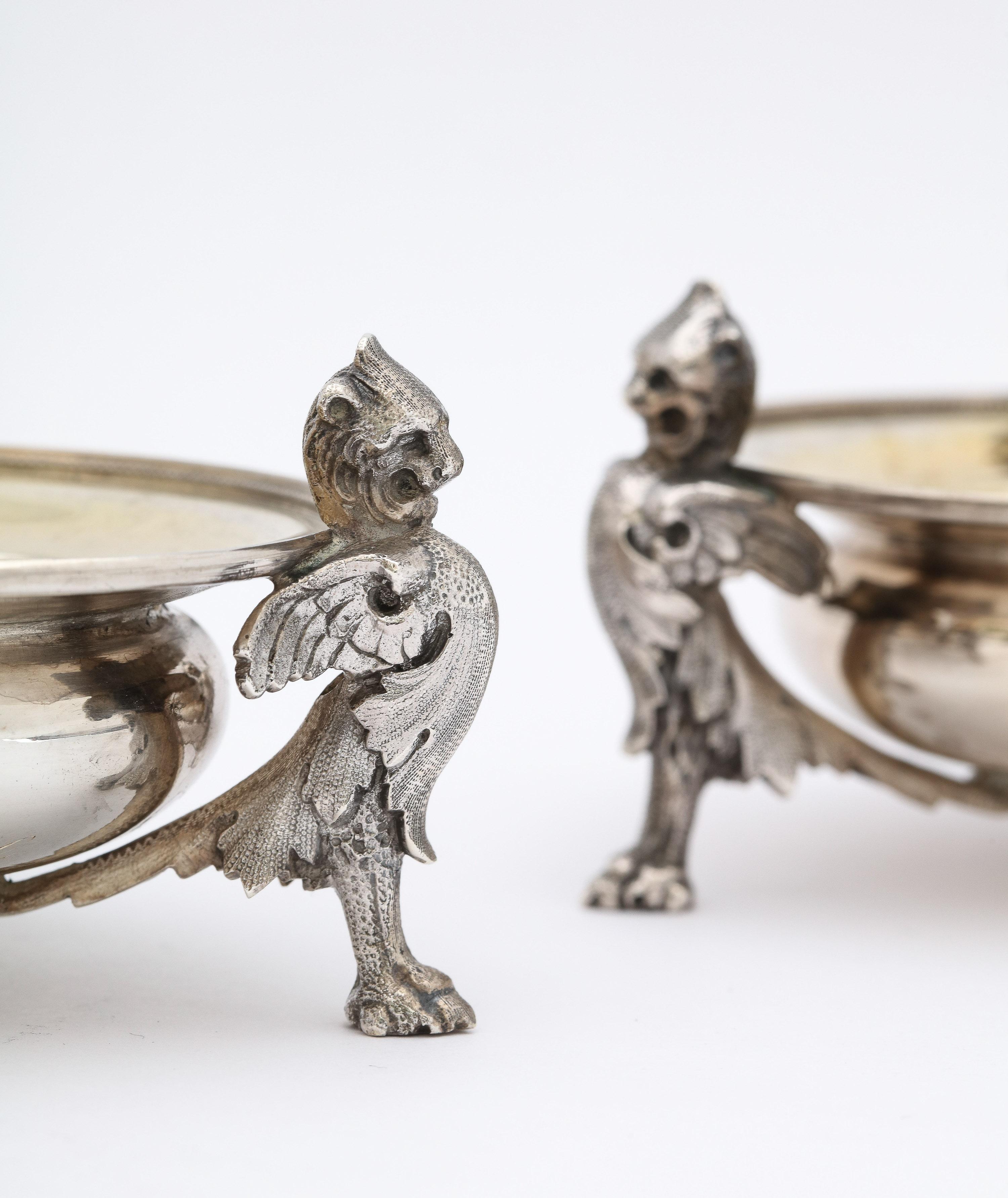 Pair of Neoclassical-Style Parcel Gilt Coin Silver Footed Salt Cellars By Gorham For Sale 1