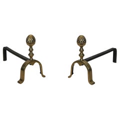 Coppia di Androni in ottone a pigna in stile neoclassico nello stile della Maison Jans