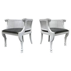 Pair of Neoclassical Style Rams Head Bergere Chairs