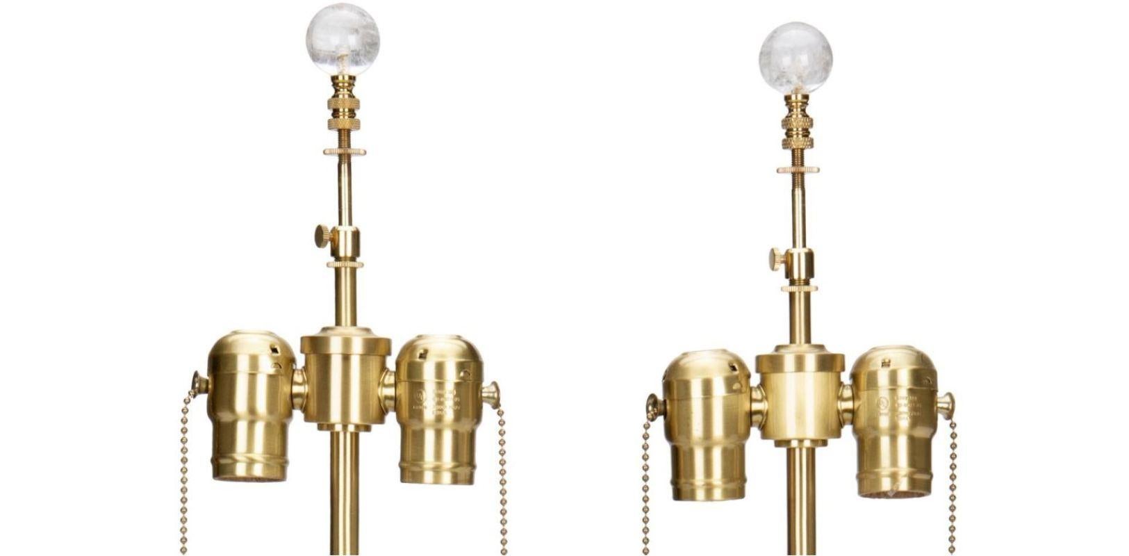 Contemporary Pair of Neoclassical Style Rock Crystal and Ormolu Lamps For Sale
