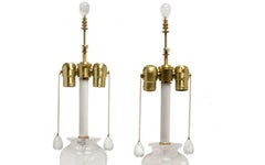 Pair of Neoclassical Style Rock Crystal Urn-Form Lamps