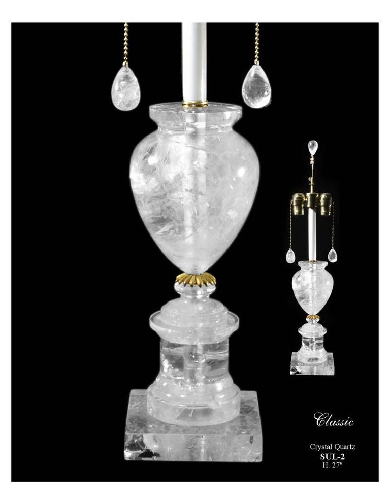 Pair of Neoclassical Style Rock Crystal Urn-Form Lamps In New Condition For Sale In Cypress, CA