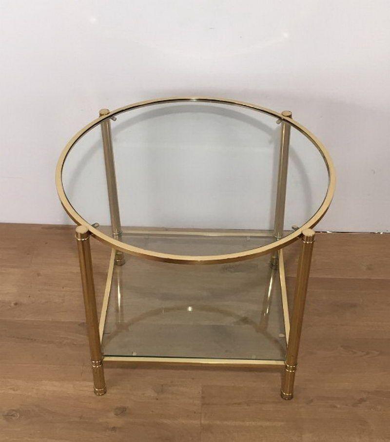 Pair of Neoclassical Style Round Brass Side Tables In condizioni buone in vendita a Marcq-en-Barœul, Hauts-de-France