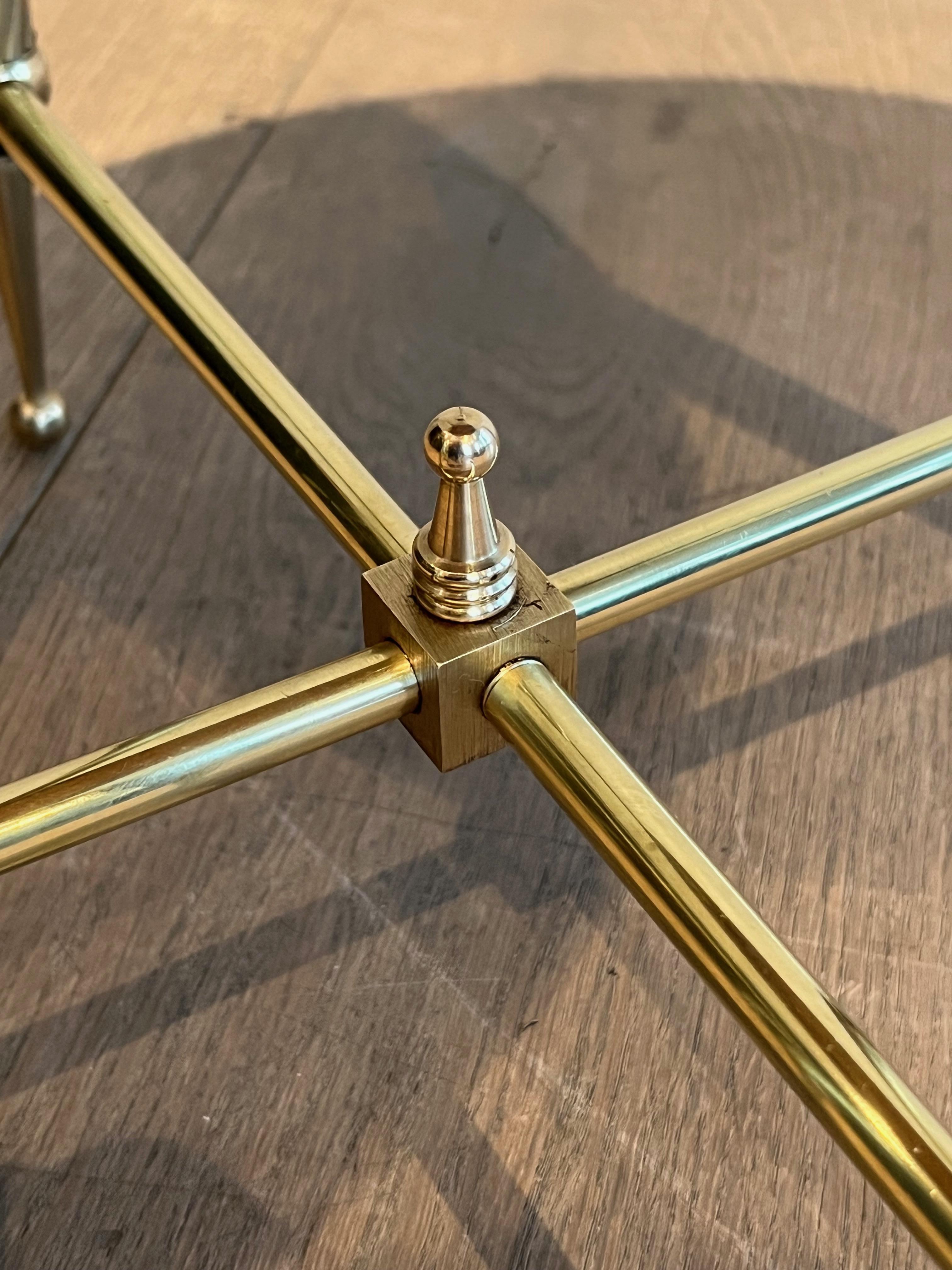 Pair of Neoclassical Style Round Brass Side Tables with Onyx Tops 5
