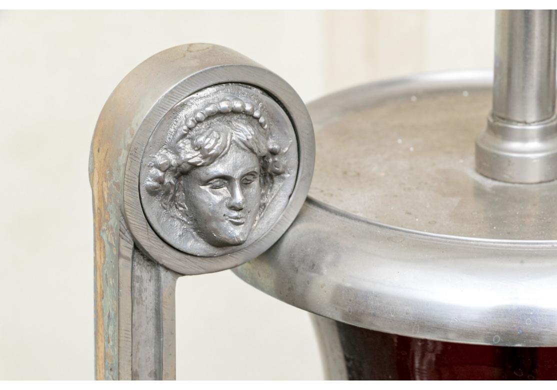 Pair Of Neoclassical Style Ruby Red Urn Form Lamps For Sale 1