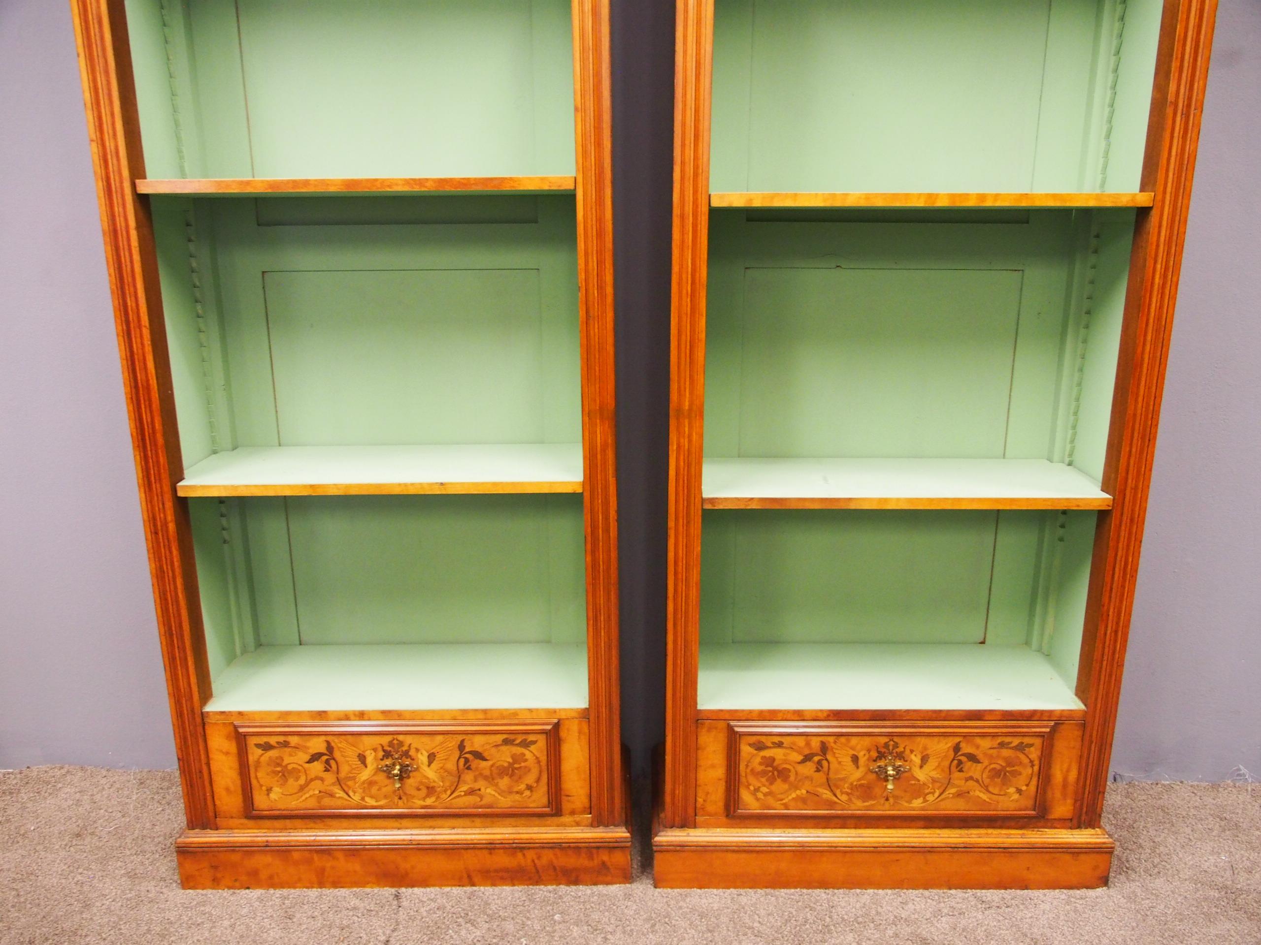 19th Century Pair of Neoclassical Style Satinwood Open Bookcases