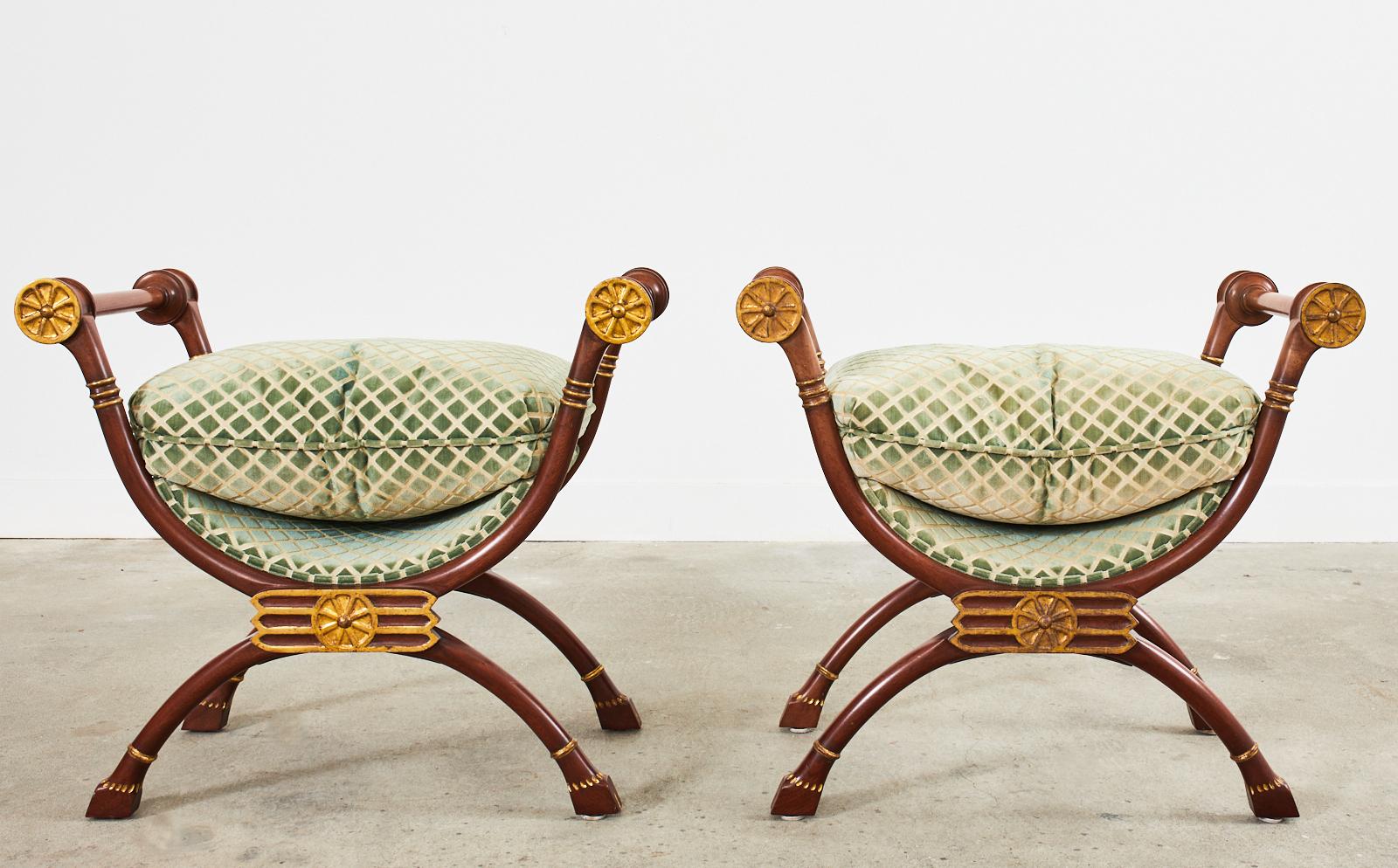 Pair of Neoclassical Style Savonarola Benches with Curule Legs 8