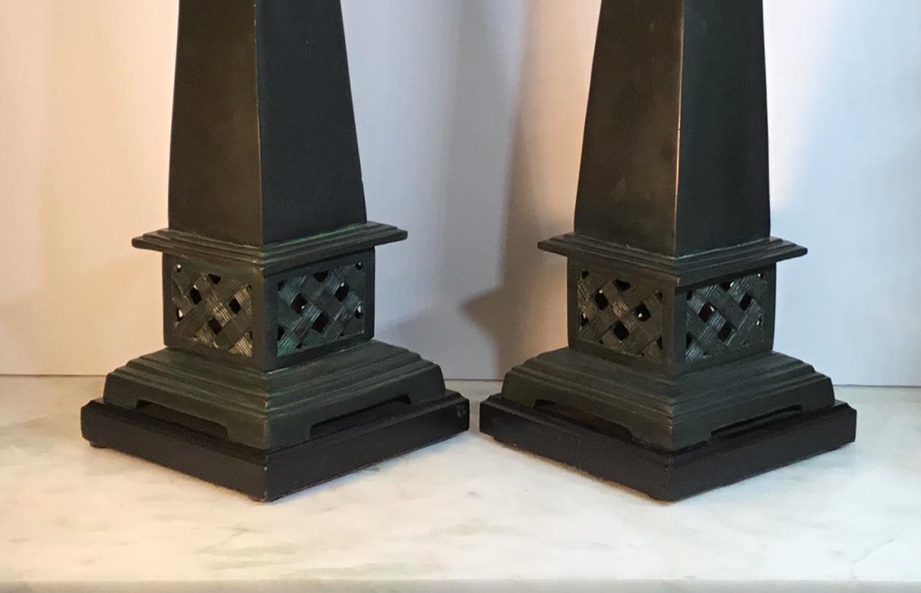 Pair of Neoclassical Style Solid Bronze Obelisk 4