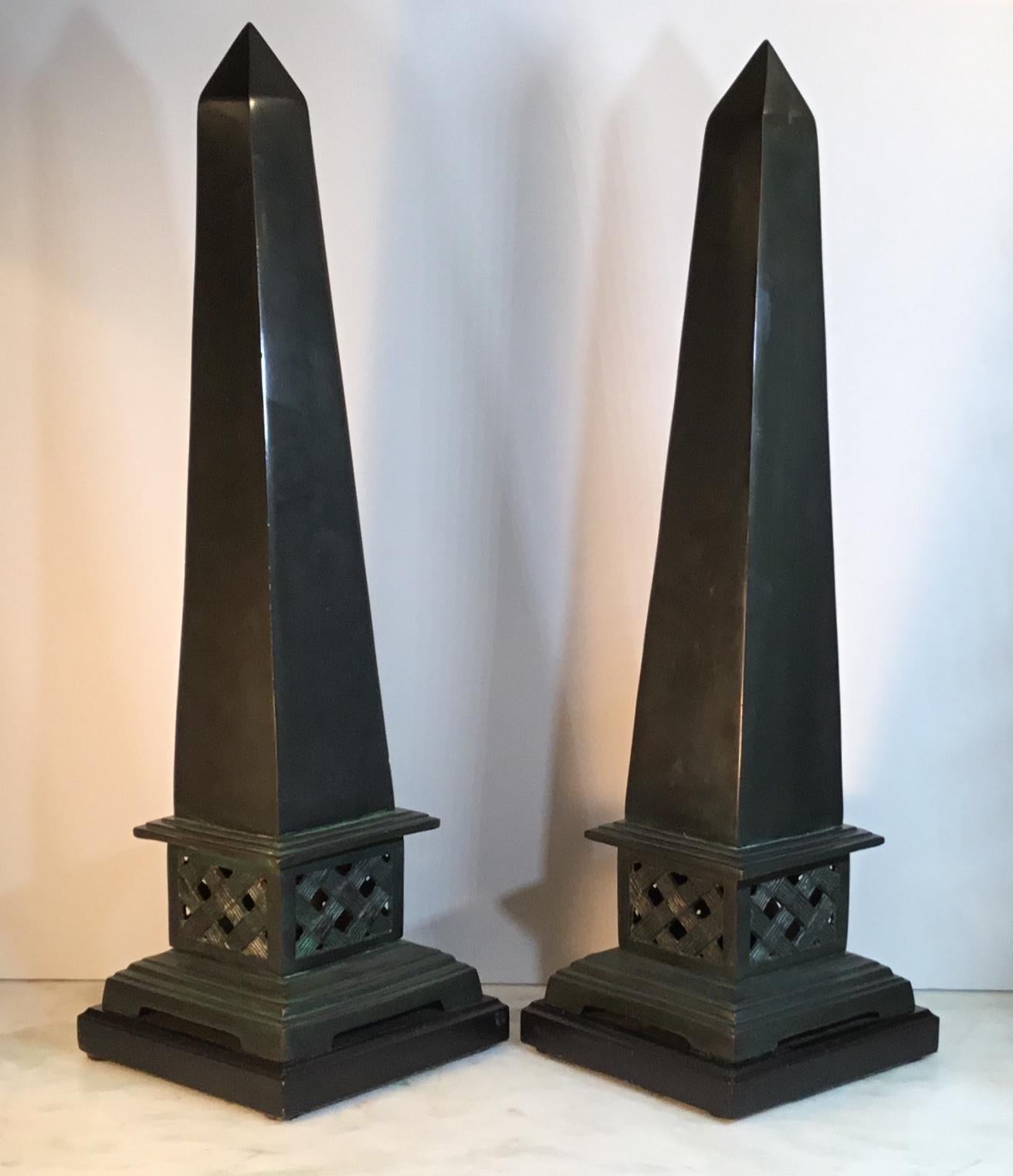 Pair of Neoclassical Style Solid Bronze Obelisk 5