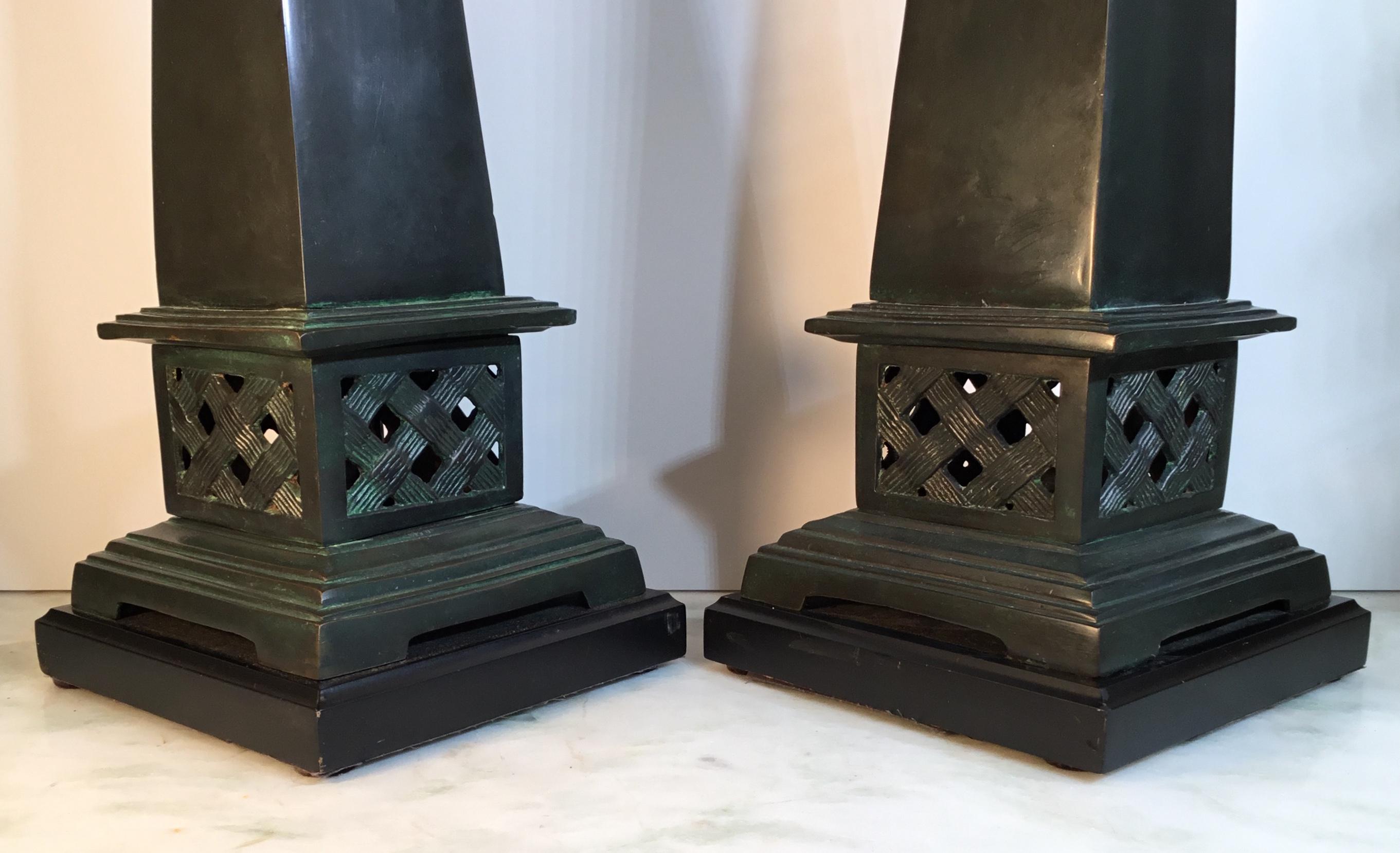 Pair of Neoclassical Style Solid Bronze Obelisk 6