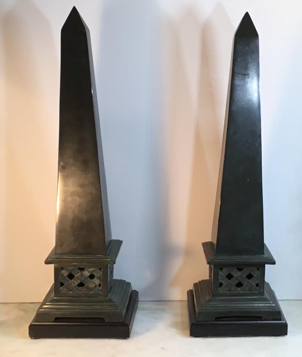 Pair of Neoclassical Style Solid Bronze Obelisk 2