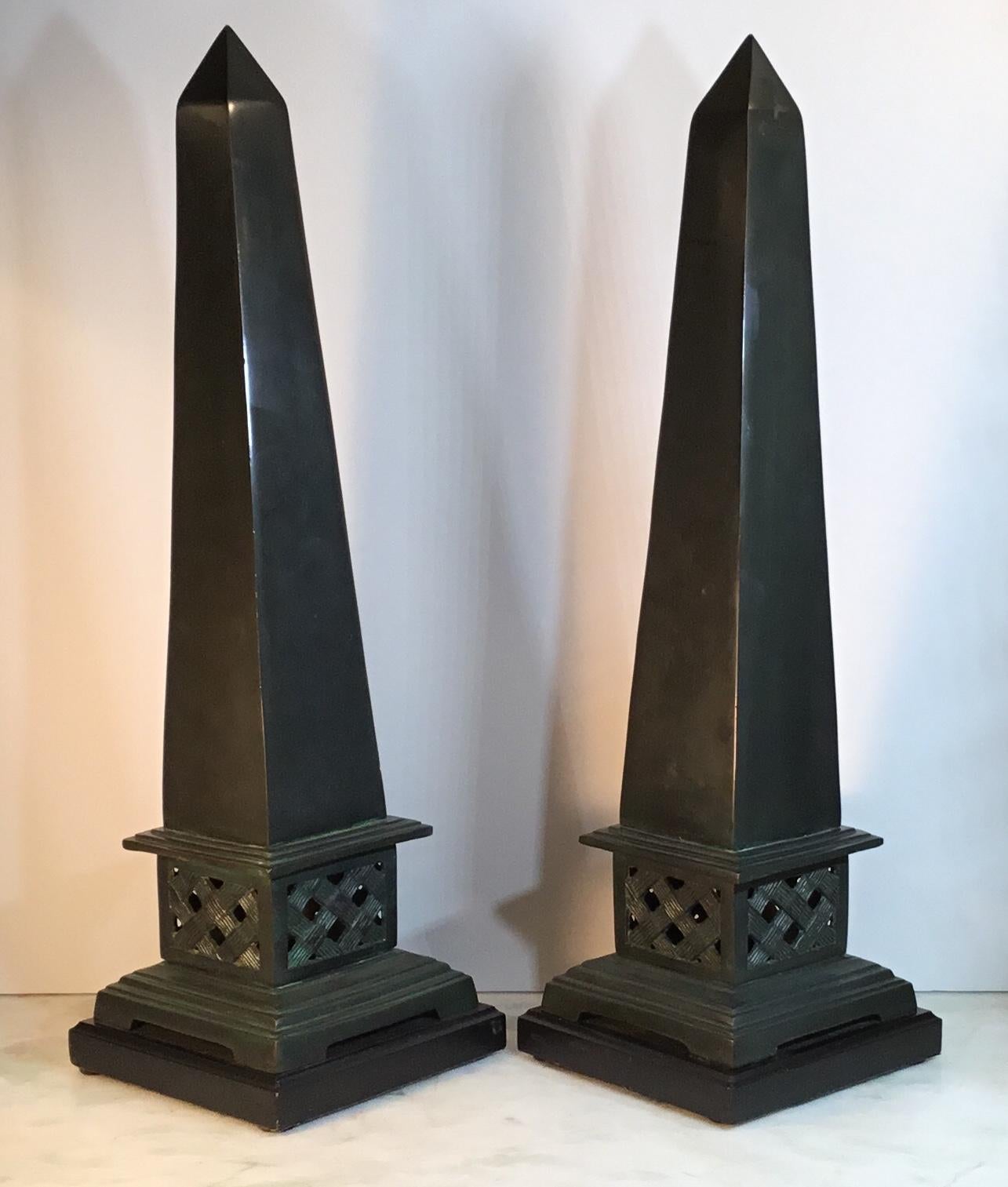 Pair of Neoclassical Style Solid Bronze Obelisk 3