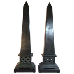 Pair of Neoclassical Style Solid Bronze Obelisk