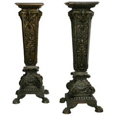 Pair of Neoclassical Style Spelter Pedestals with a Bronze Finish, 19th Century