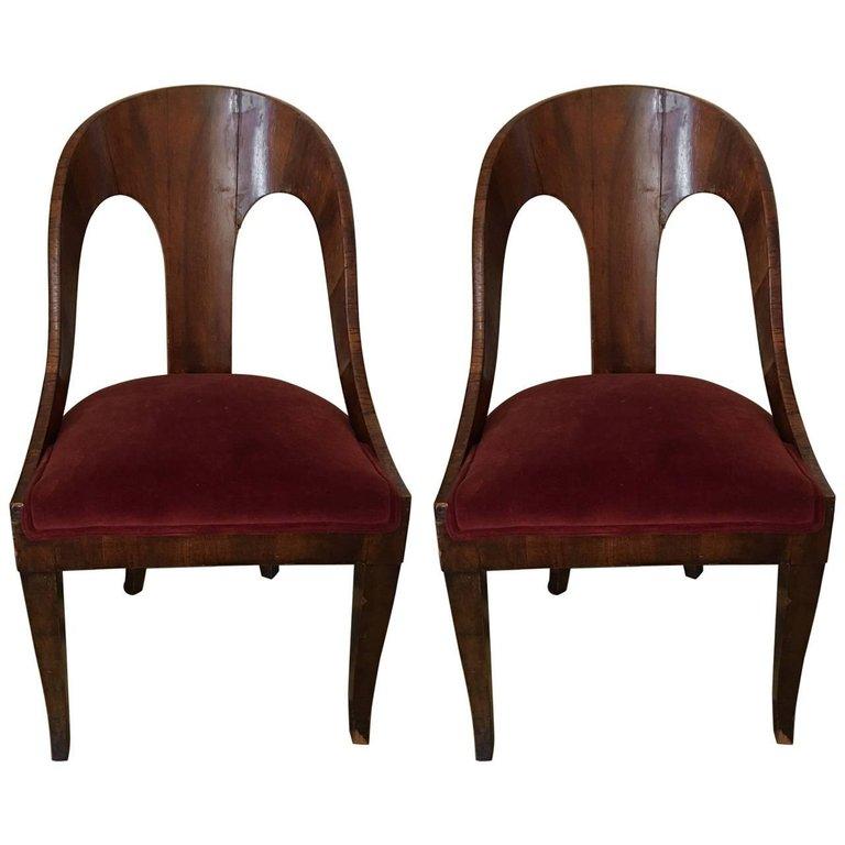 Pair of Neoclassical Style Spoon Back Chairs, circa 1920
