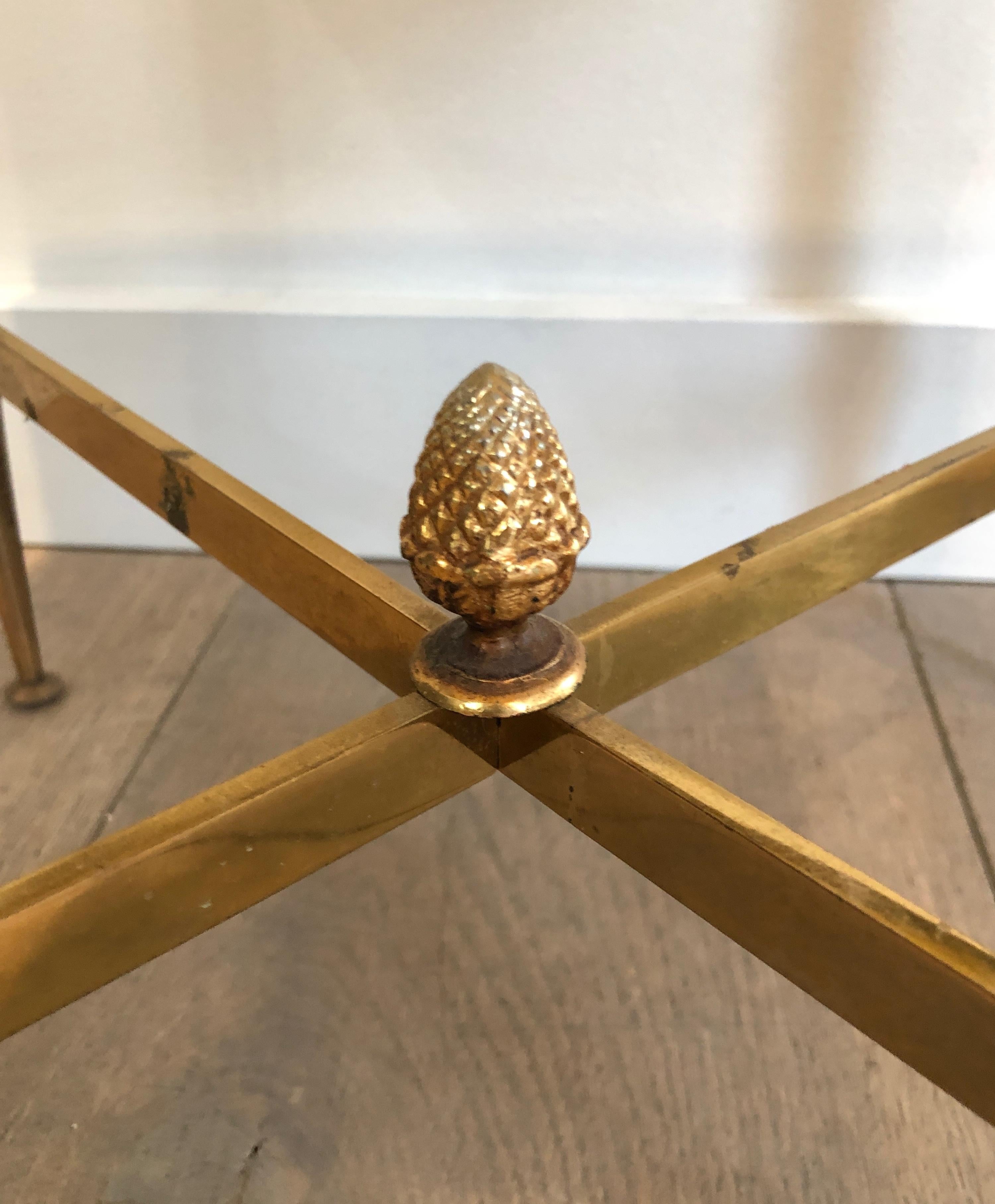 Paire de tables d'appoint carrées en laiton de style néoclassique avec plateau en onyx en vente 10
