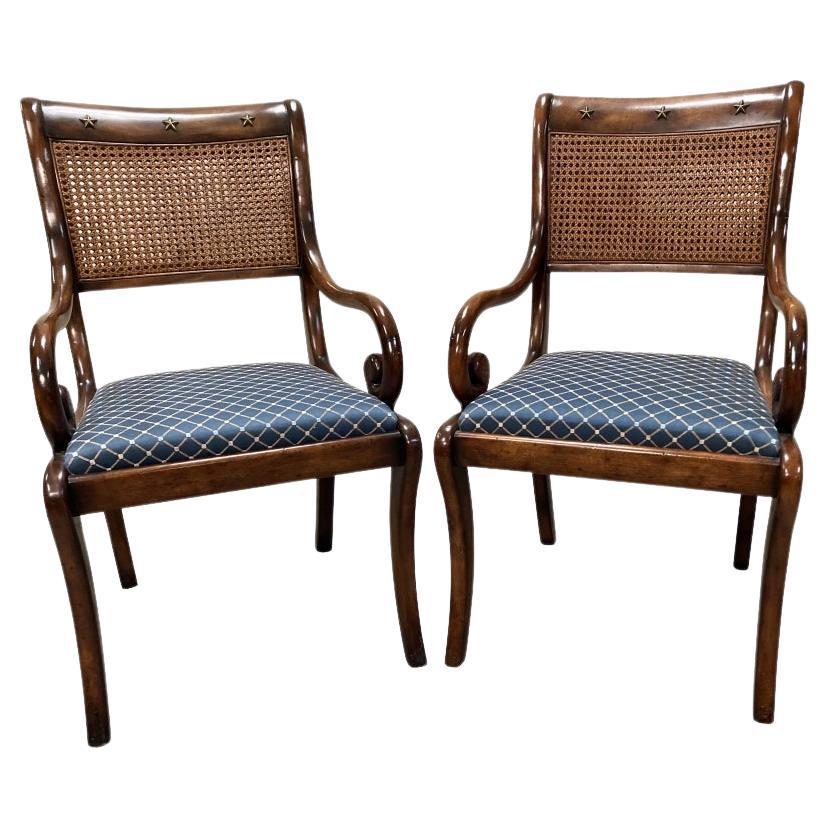Pair Of Neoclassical Style Star Arm Chairs By Theodore Alexander  For Sale
