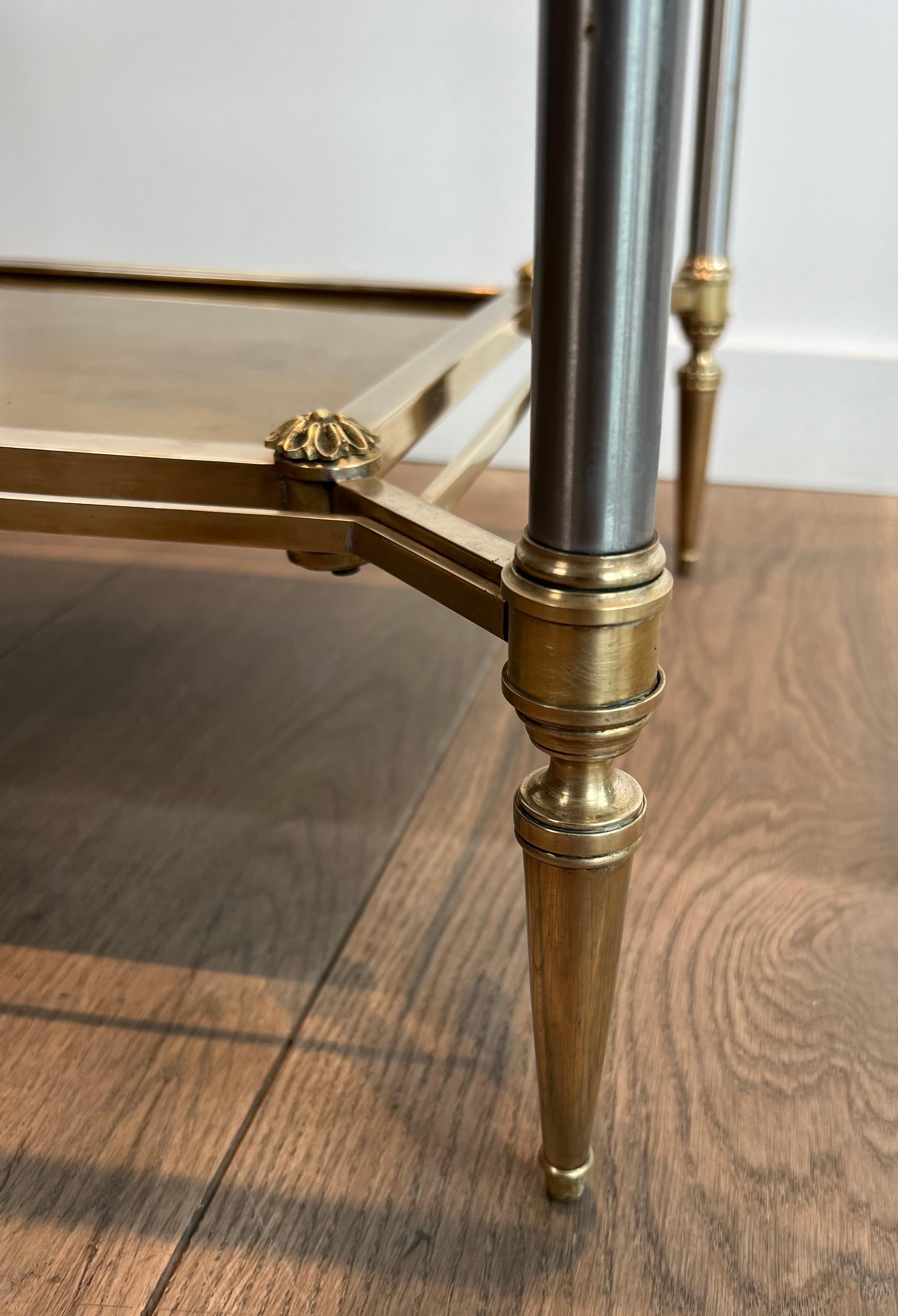 Pair of Neoclassical Style Steel and Brass Style Brass Side Tables by Maison Jan im Angebot 4