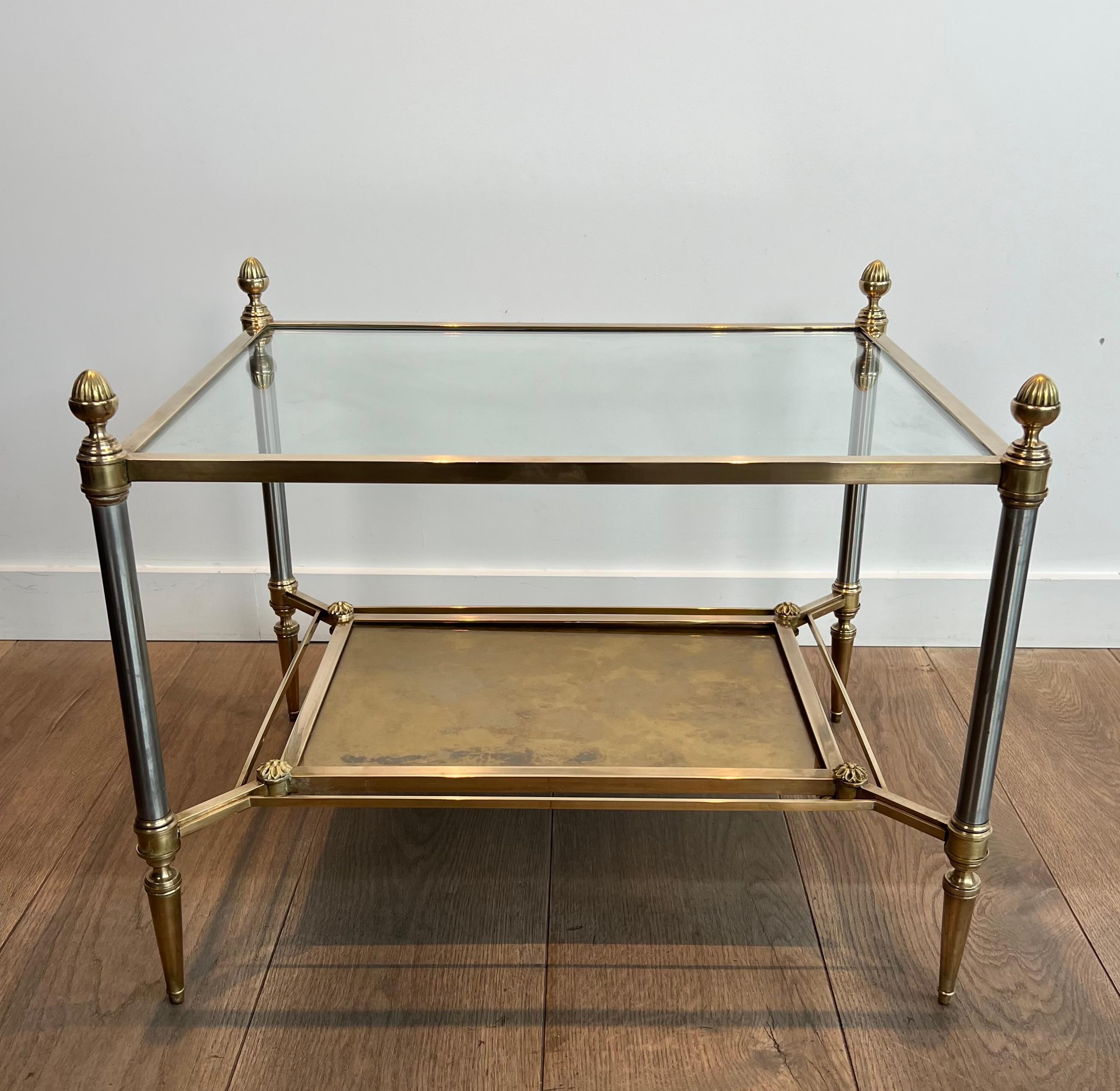 Pair of Neoclassical Style Steel and Brass Style Brass Side Tables by Maison Jan im Angebot 6