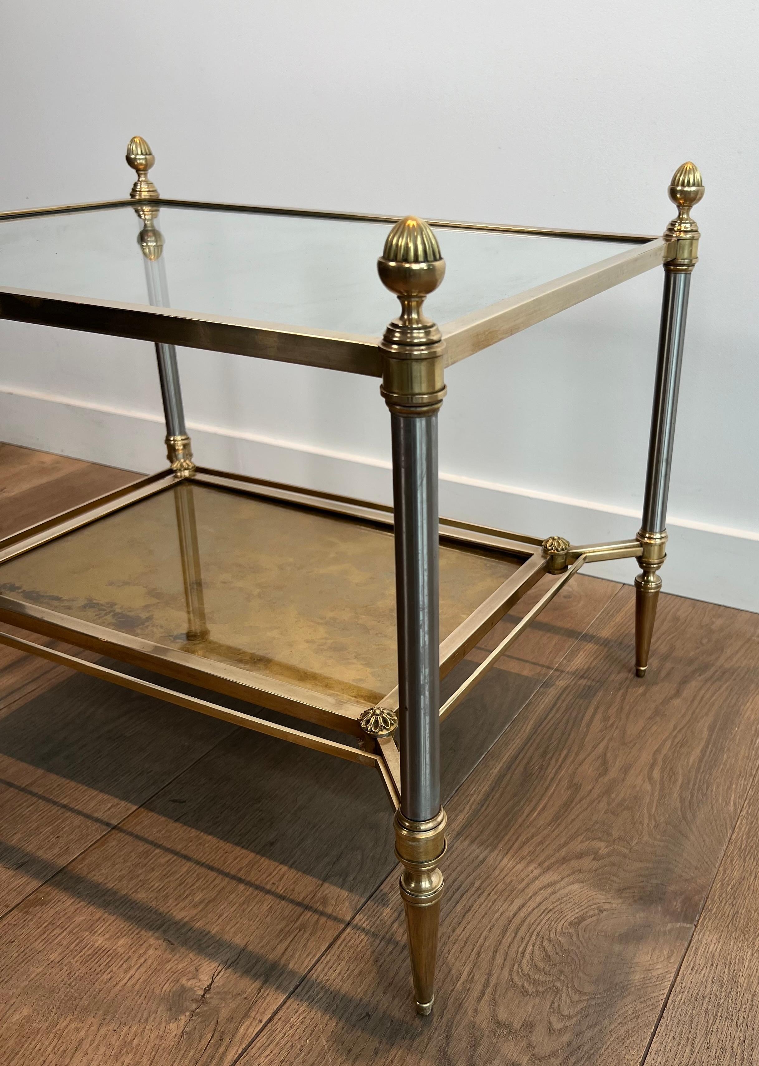 Pair of Neoclassical Style Steel and Brass Style Brass Side Tables by Maison Jan im Angebot 8