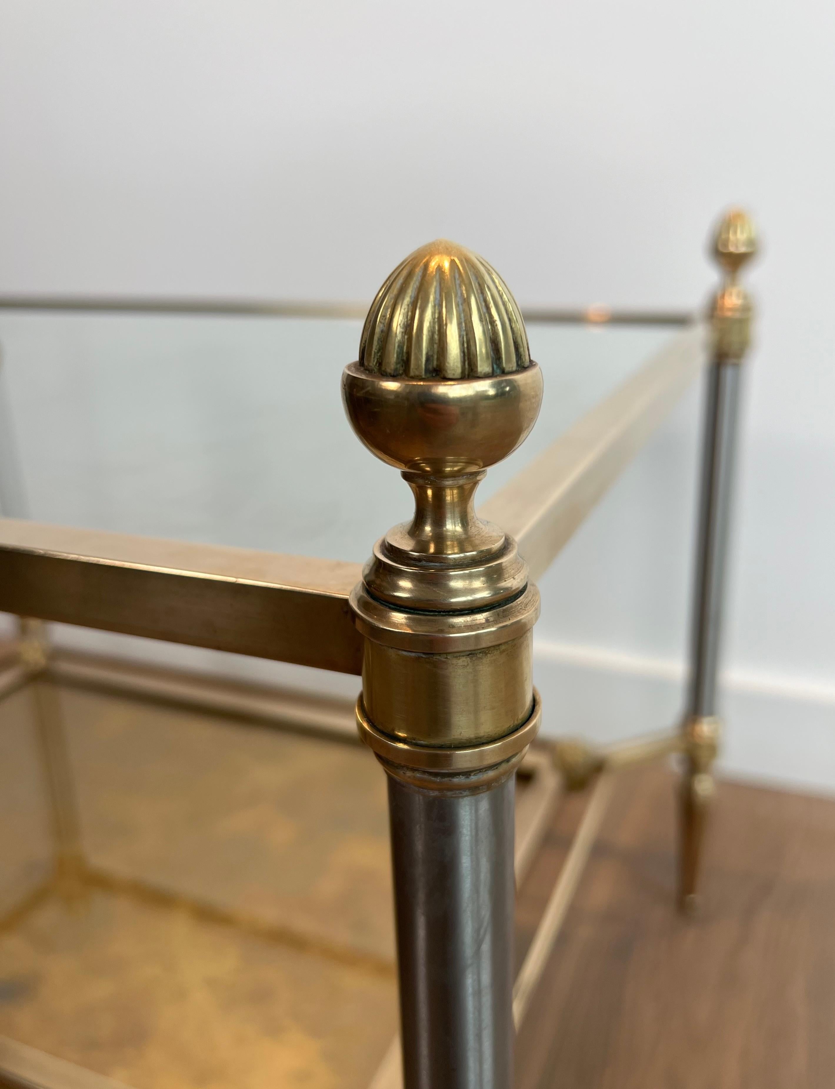Pair of Neoclassical Style Steel and Brass Style Brass Side Tables by Maison Jan im Angebot 9