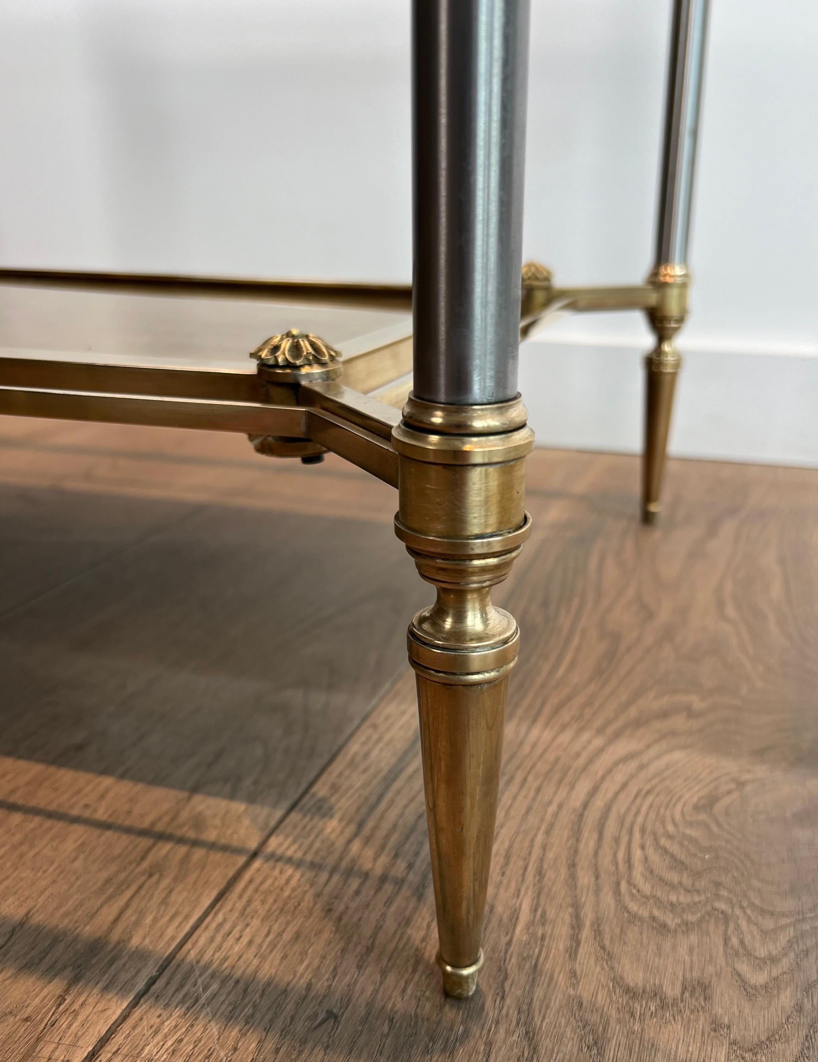 Pair of Neoclassical Style Steel and Brass Style Brass Side Tables by Maison Jan im Angebot 10