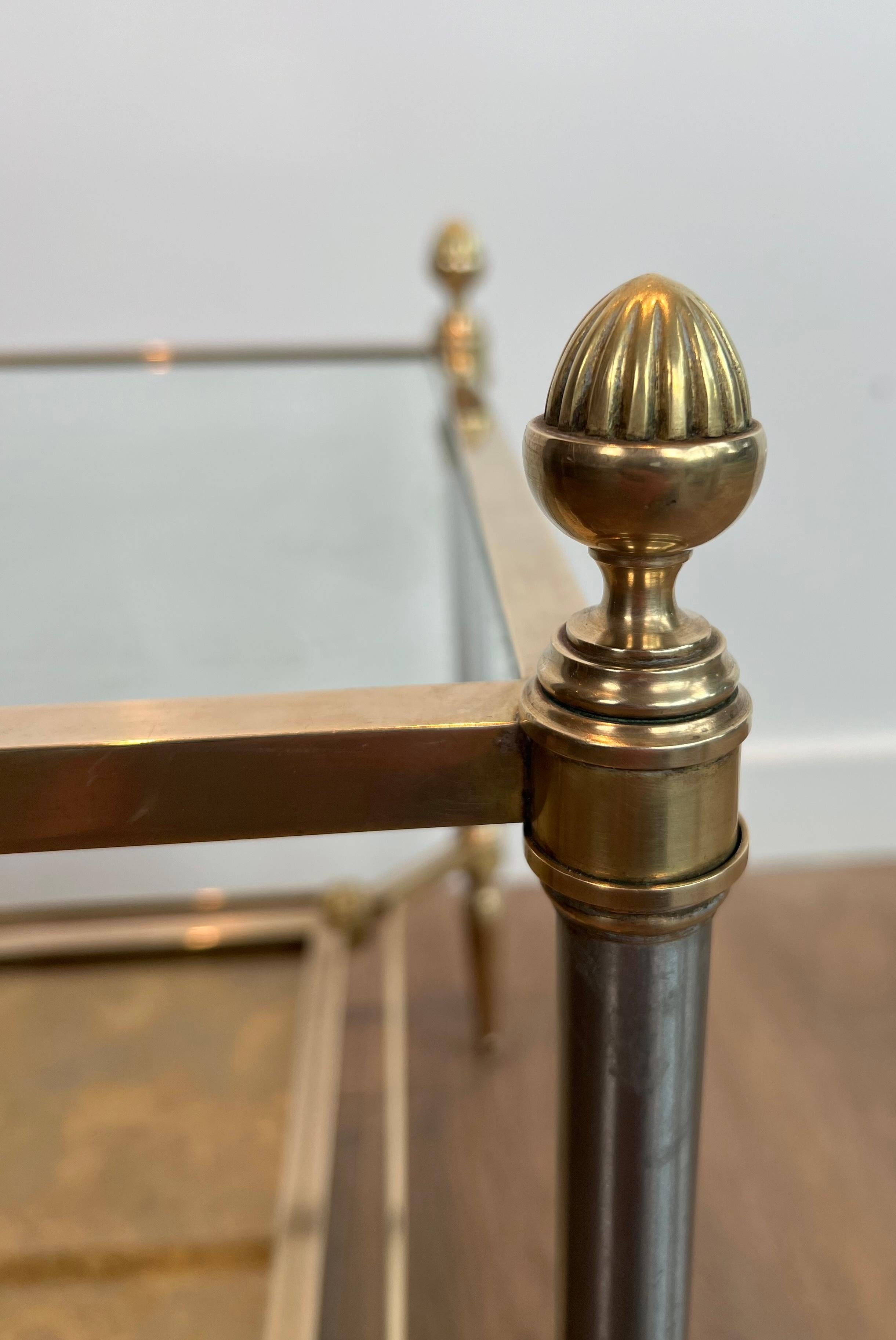 Pair of Neoclassical Style Steel and Brass Style Brass Side Tables by Maison Jan im Angebot 2