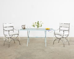 Pareja de Sillones de Jardín de Acero Curule de Estilo Neoclásico