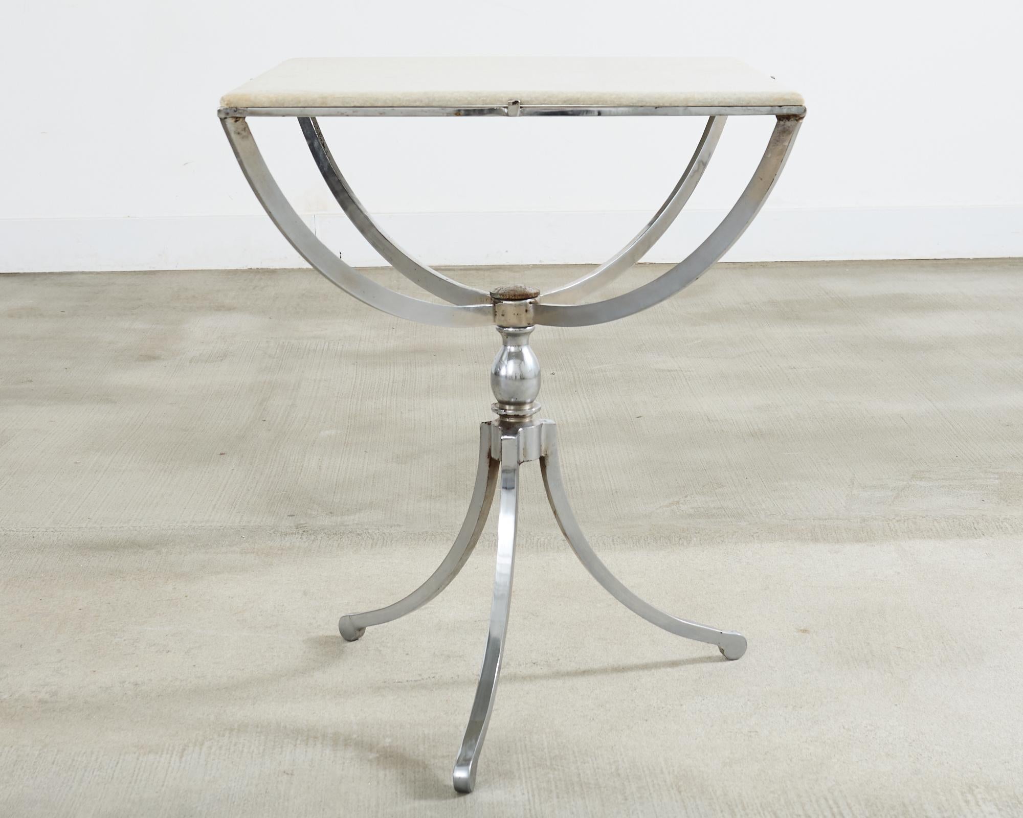 Pair of Neoclassical Style Steel Granite Top Bistro Tables For Sale 5