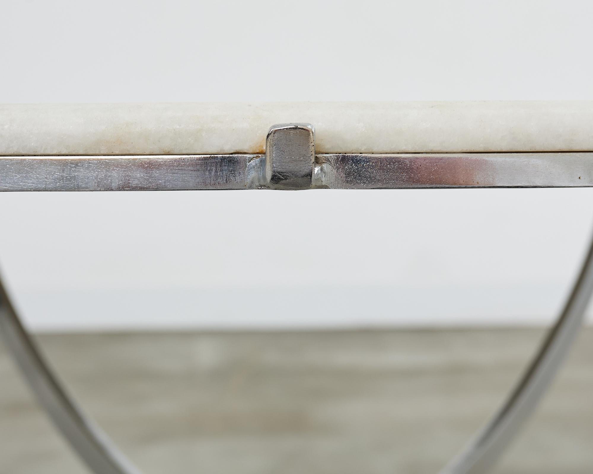 Pair of Neoclassical Style Steel Granite Top Bistro Tables For Sale 8