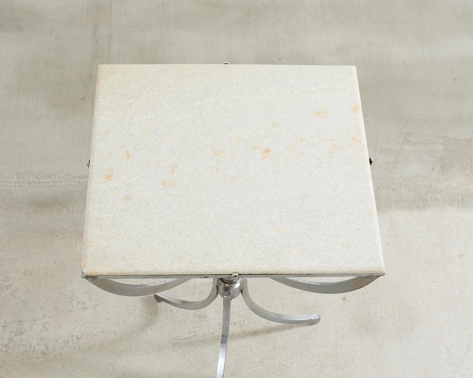 Pair of Neoclassical Style Steel Granite Top Bistro Tables For Sale 10