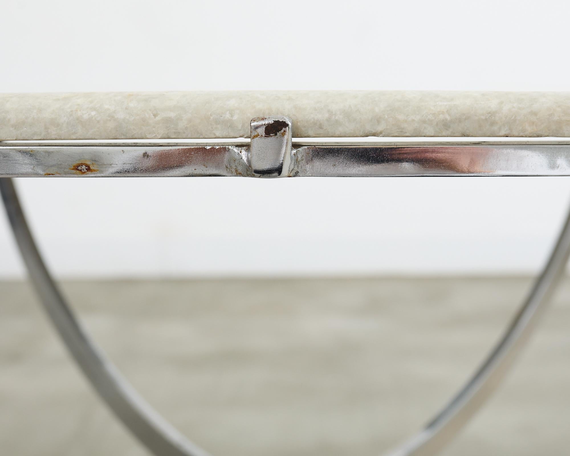 Pair of Neoclassical Style Steel Granite Top Bistro Tables For Sale 15