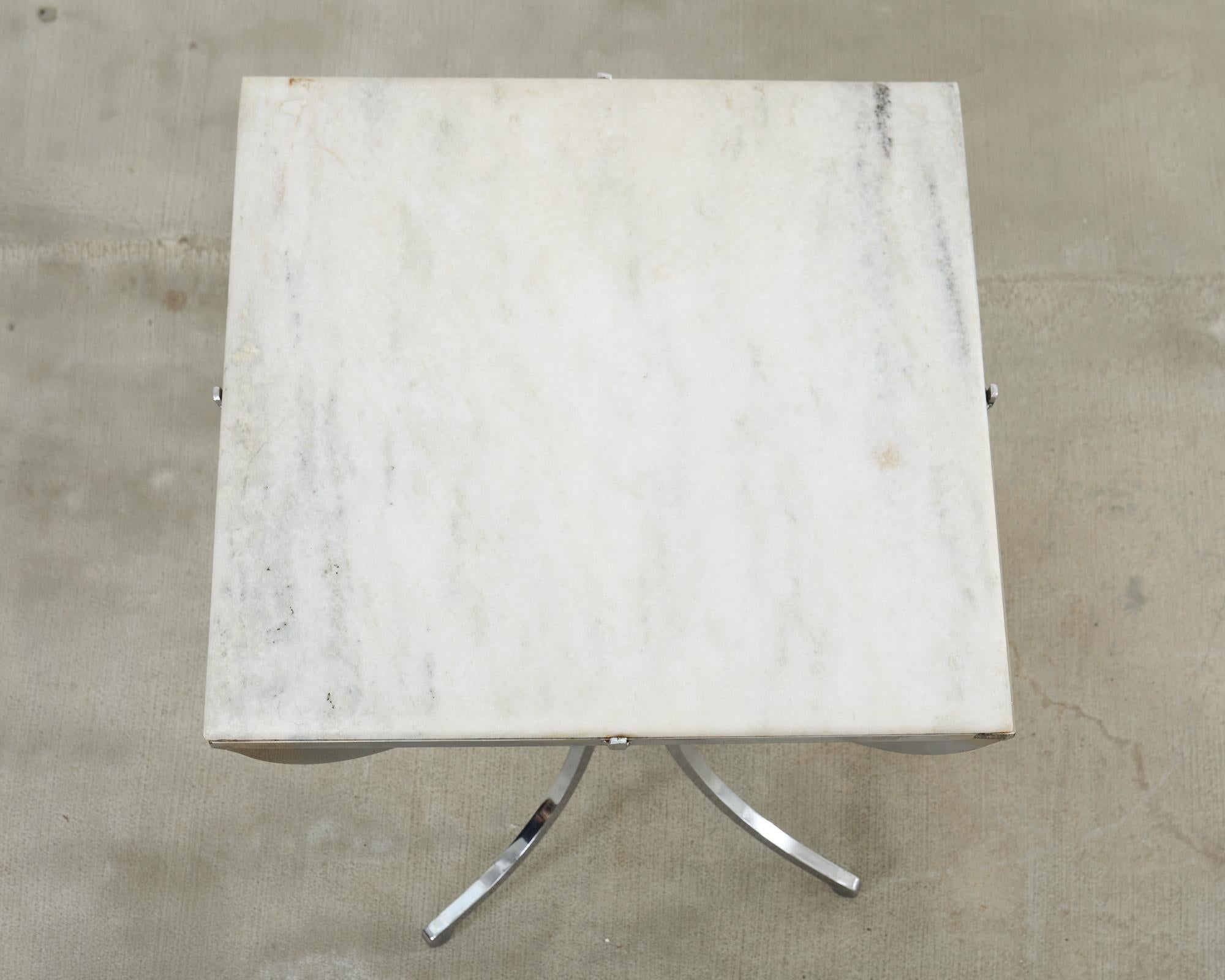 Pair of Neoclassical Style Steel Granite Top Bistro Tables For Sale 4