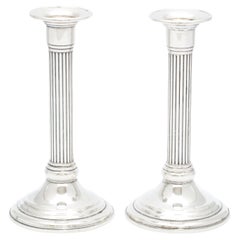 Pair of Neoclassical-Style Sterling Silver Candlesticks