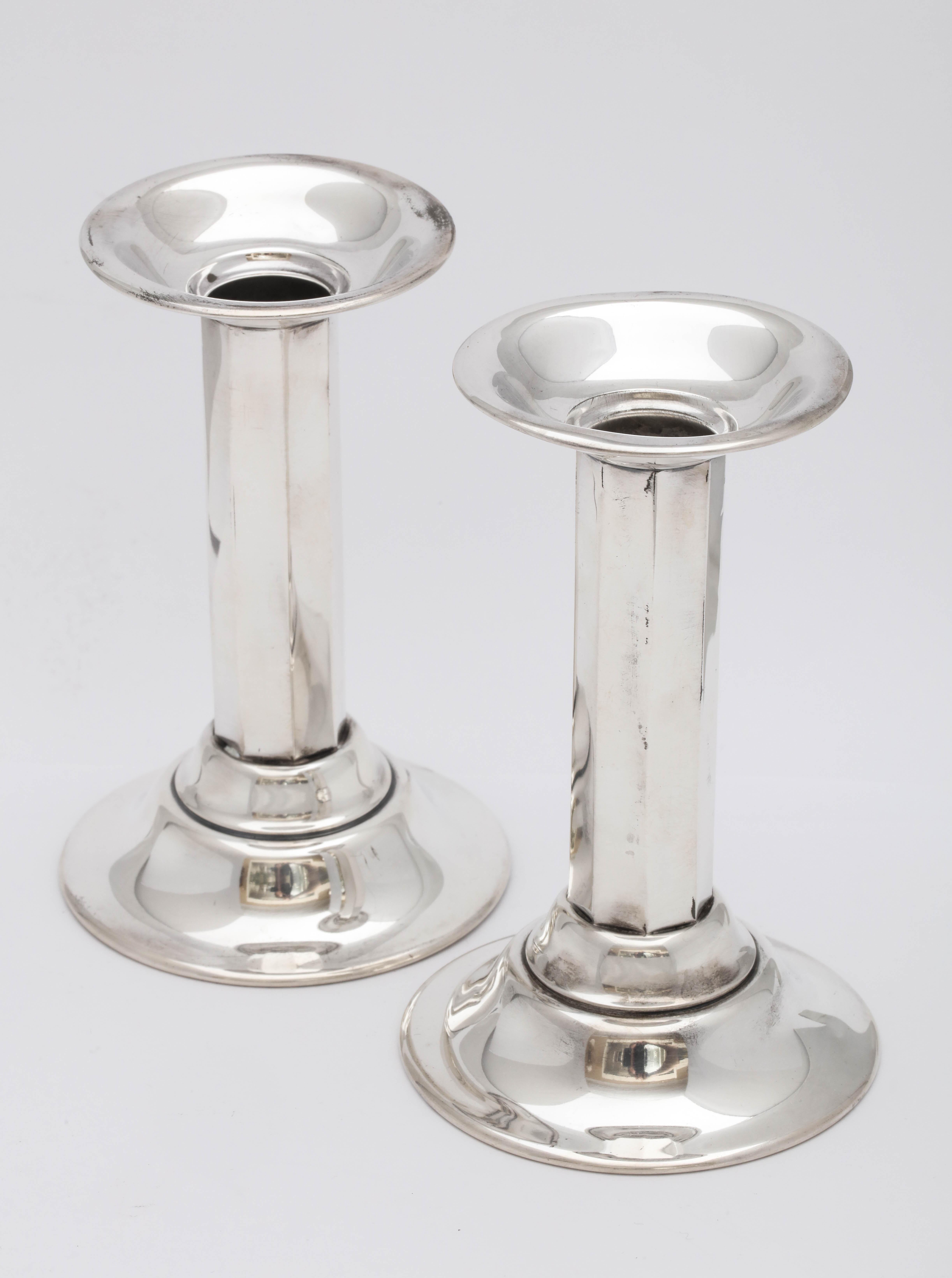 Pair of Neoclassical-Style Sterling Silver Column Candlesticks- Whiting Mfg. Co. 6